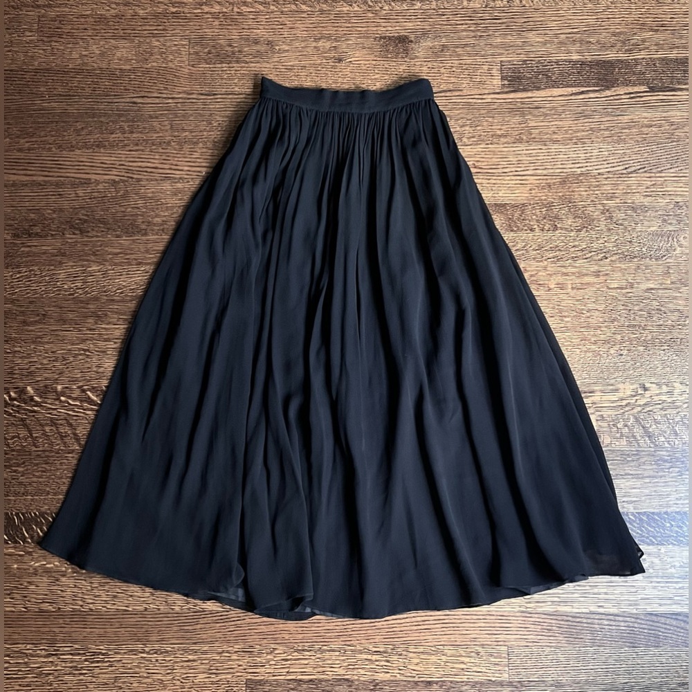 Classic Silk Midi Skirt, Vintage Laura Ashley High Waist Skirt - Picture 2 of 10